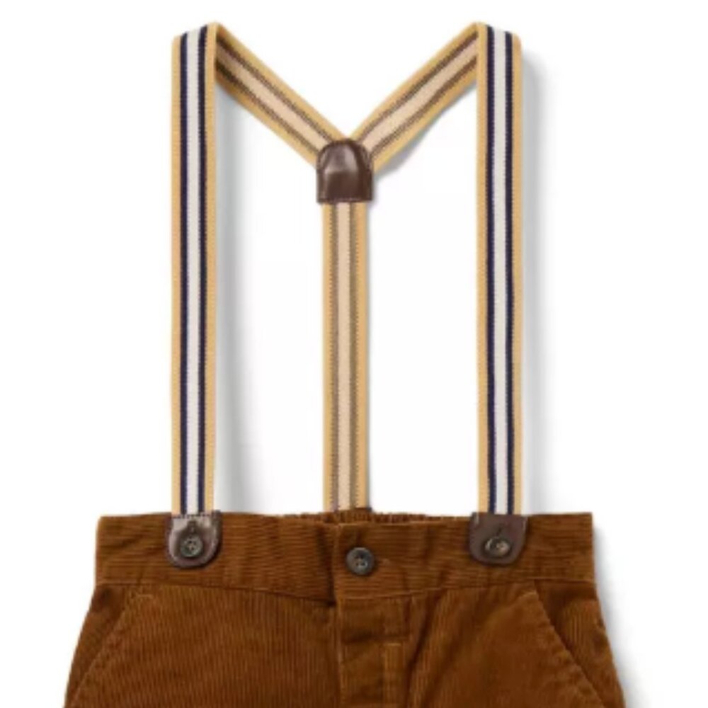 Janie & Jack - Suspender Corduroy Pants (Brown)